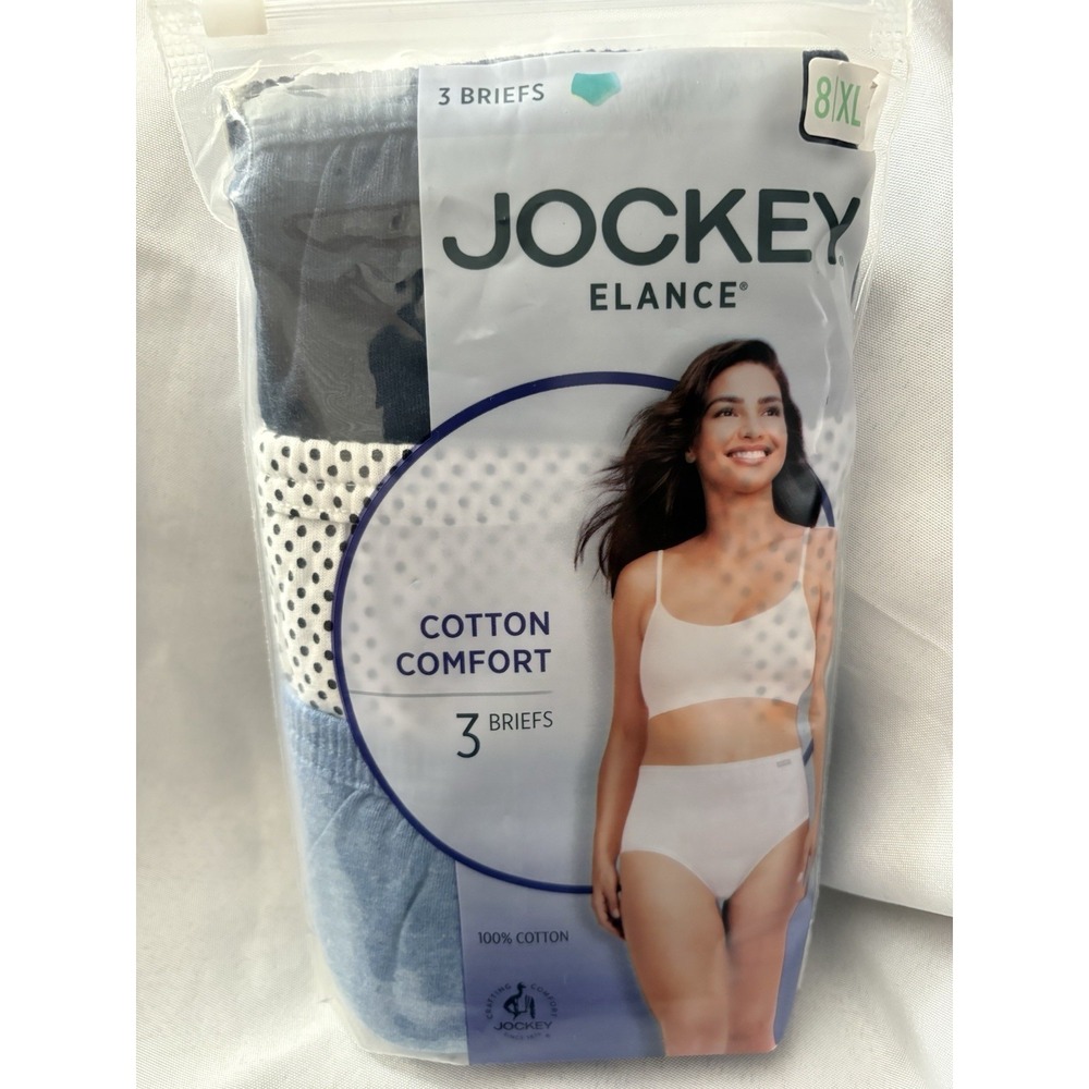 New Jockey Elance Briefs Cotton Comfort 3 Pack Women Size 8 X-Large 100% Cotton